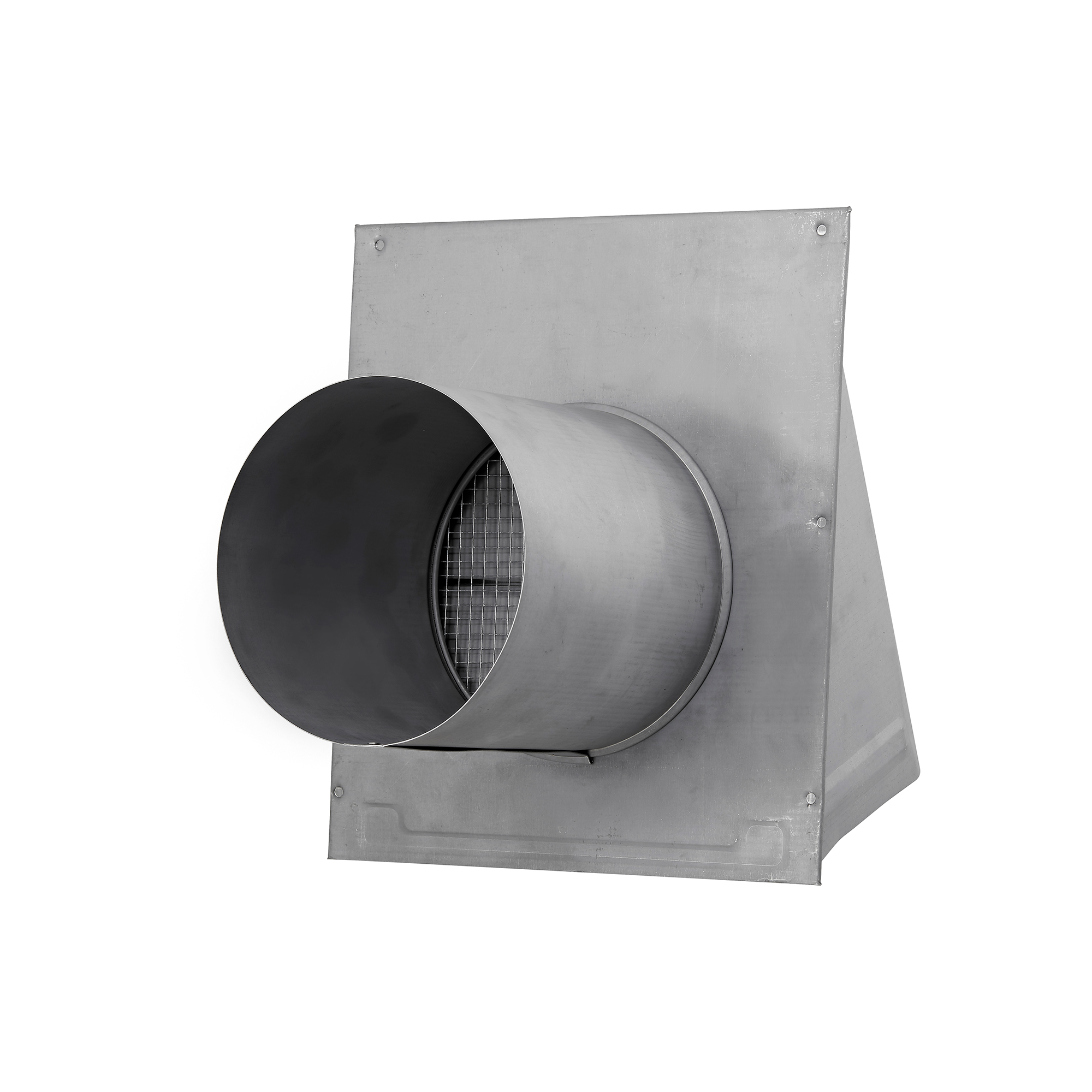 3460GMS-6-PG-06 (Paint Grade) Steel Wall Exhaust Hood Bath Fan Vent - Damper - Wire Mesh Screen - 6 inch Pipe - Back
