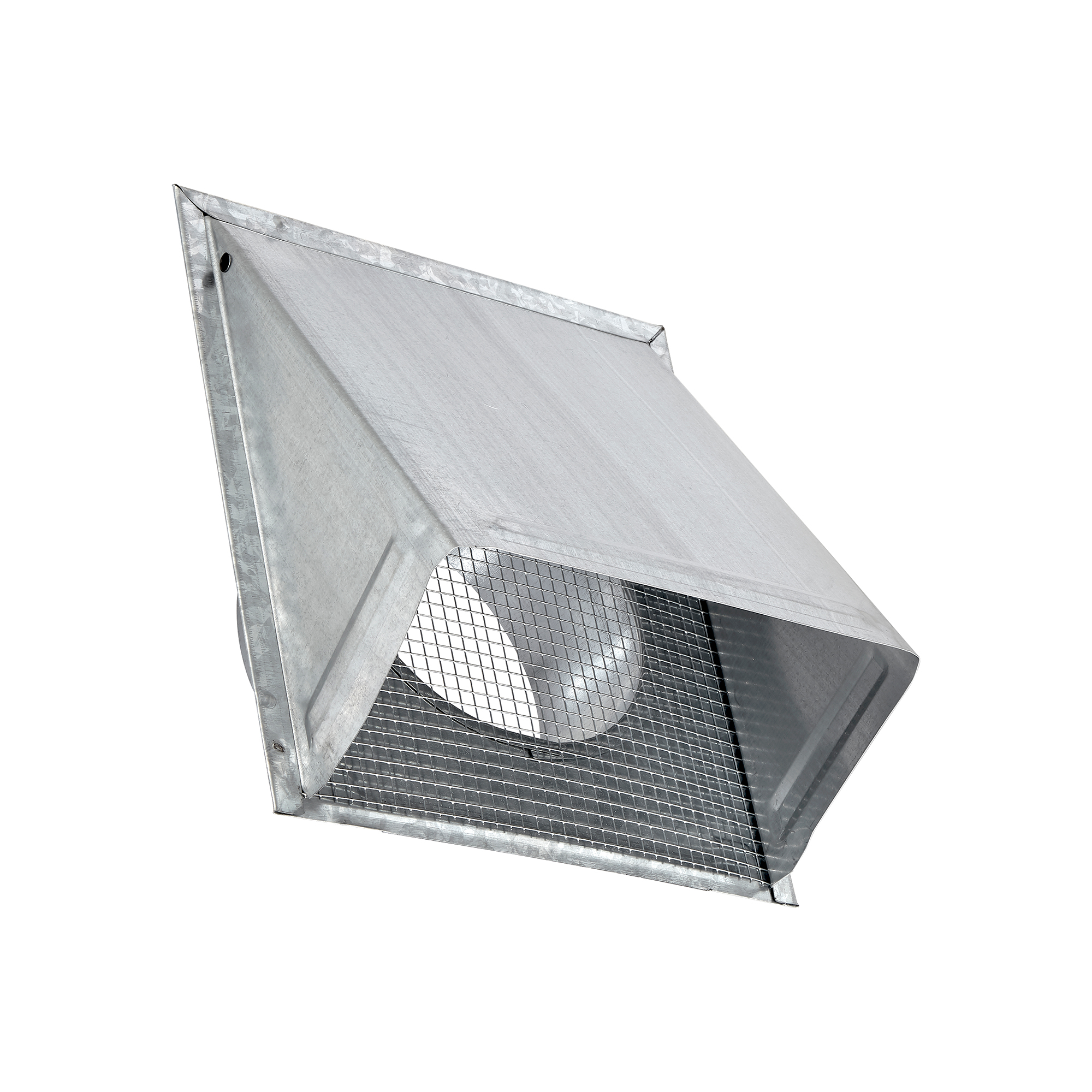3460GNDMS-02 Galvanized Steel Wall Fresh Air Intake Vent (No Damper) Wire Mesh Screen - 3 inch Pipe - Upwards Angle