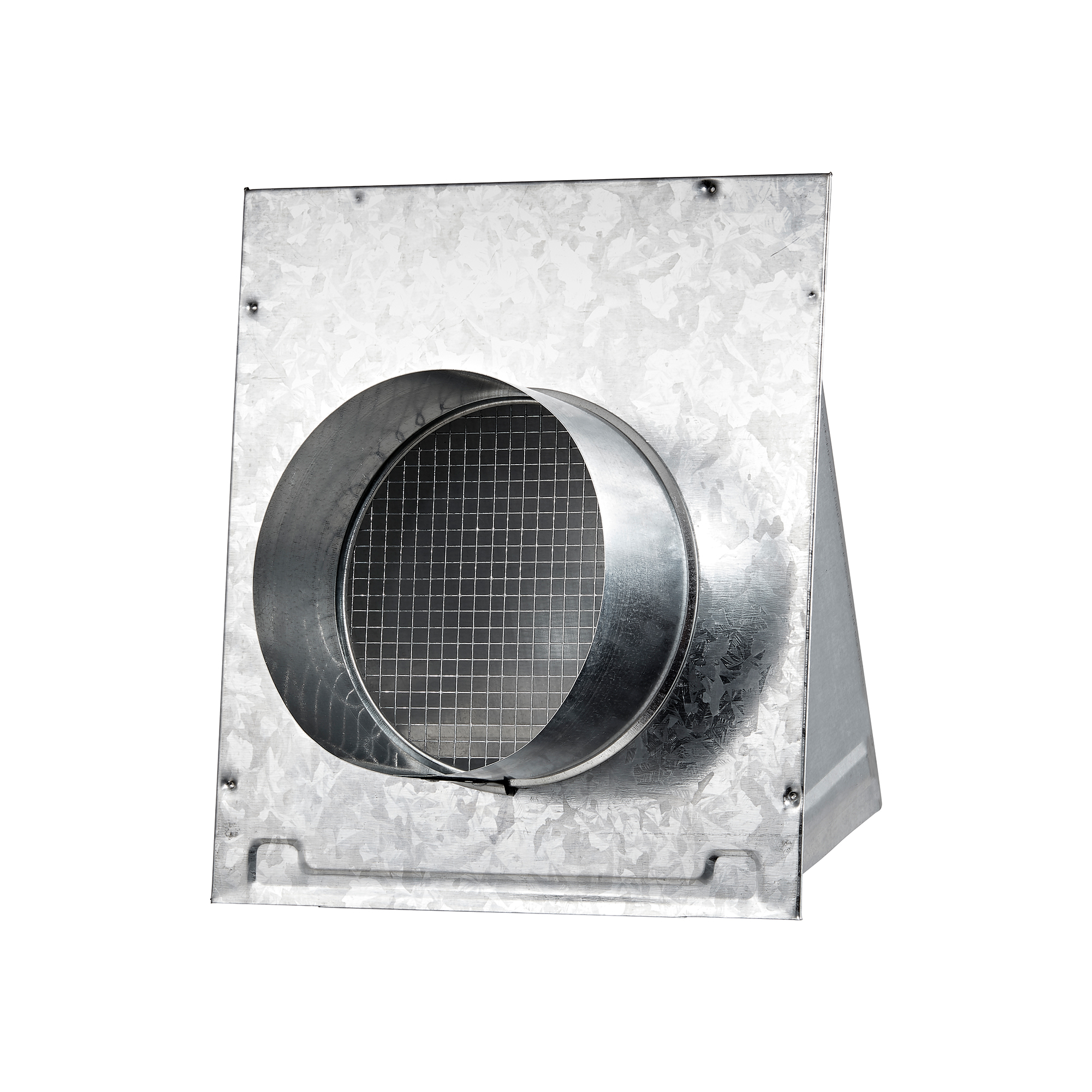 3460GNDMS-05 Galvanized Steel Wall Fresh Air Intake Vent (No Damper) Wire Mesh Screen - 3 inch Pipe - Back