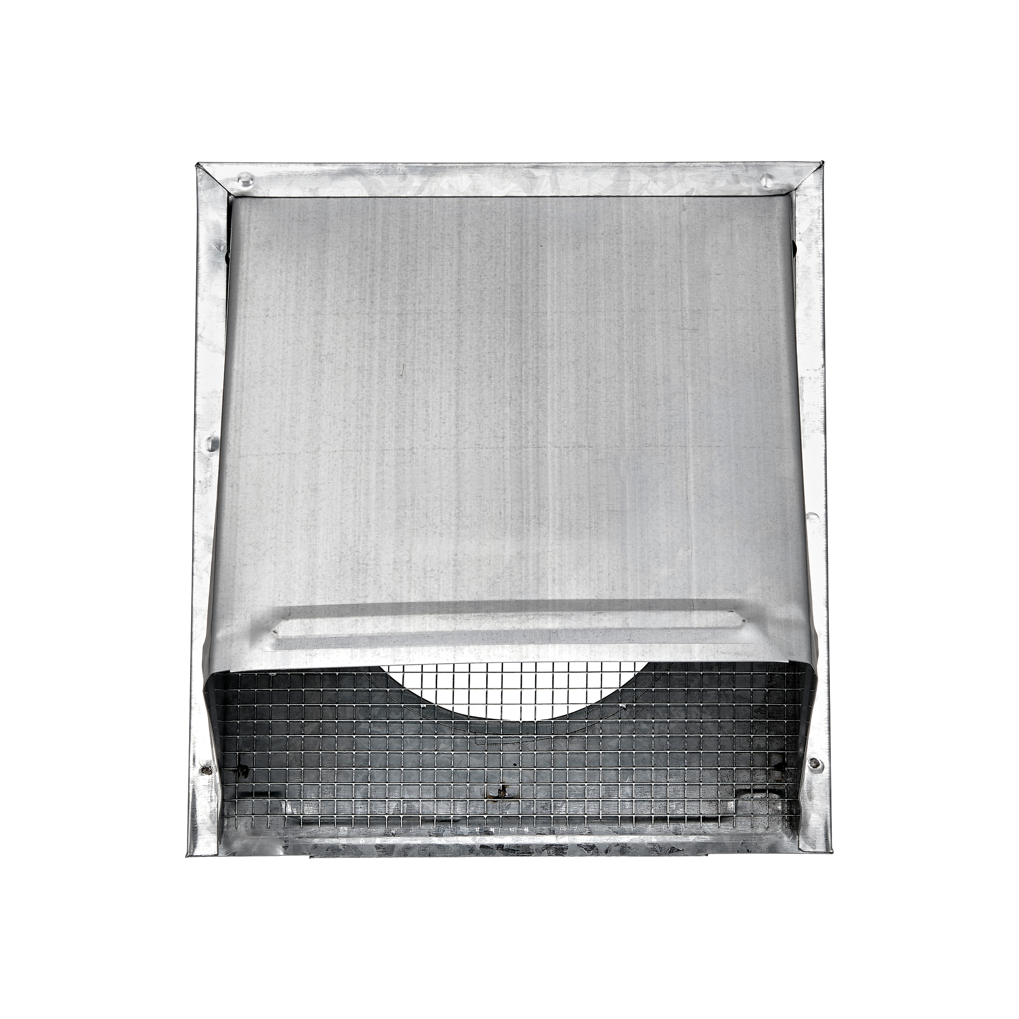 3460GNDMS-6-03 Galvanized Steel Wall Fresh Air Intake Vent (No Damper) Wire Mesh Screen - 6 inch Pipe - Front