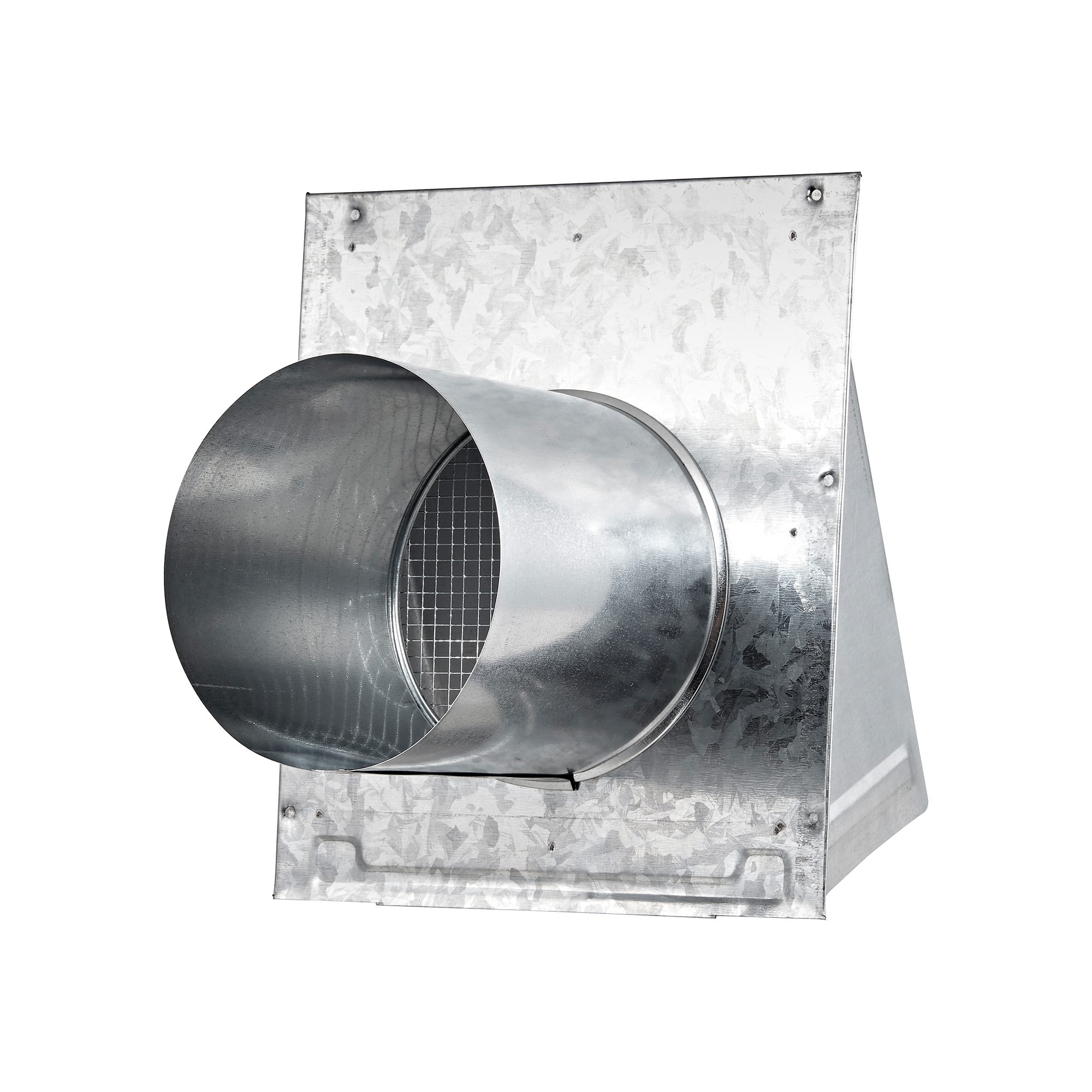 3460GNDMS-6-05 Galvanized Steel Wall Fresh Air Intake Vent (No Damper) Wire Mesh Screen - 6 inch Pipe - Back