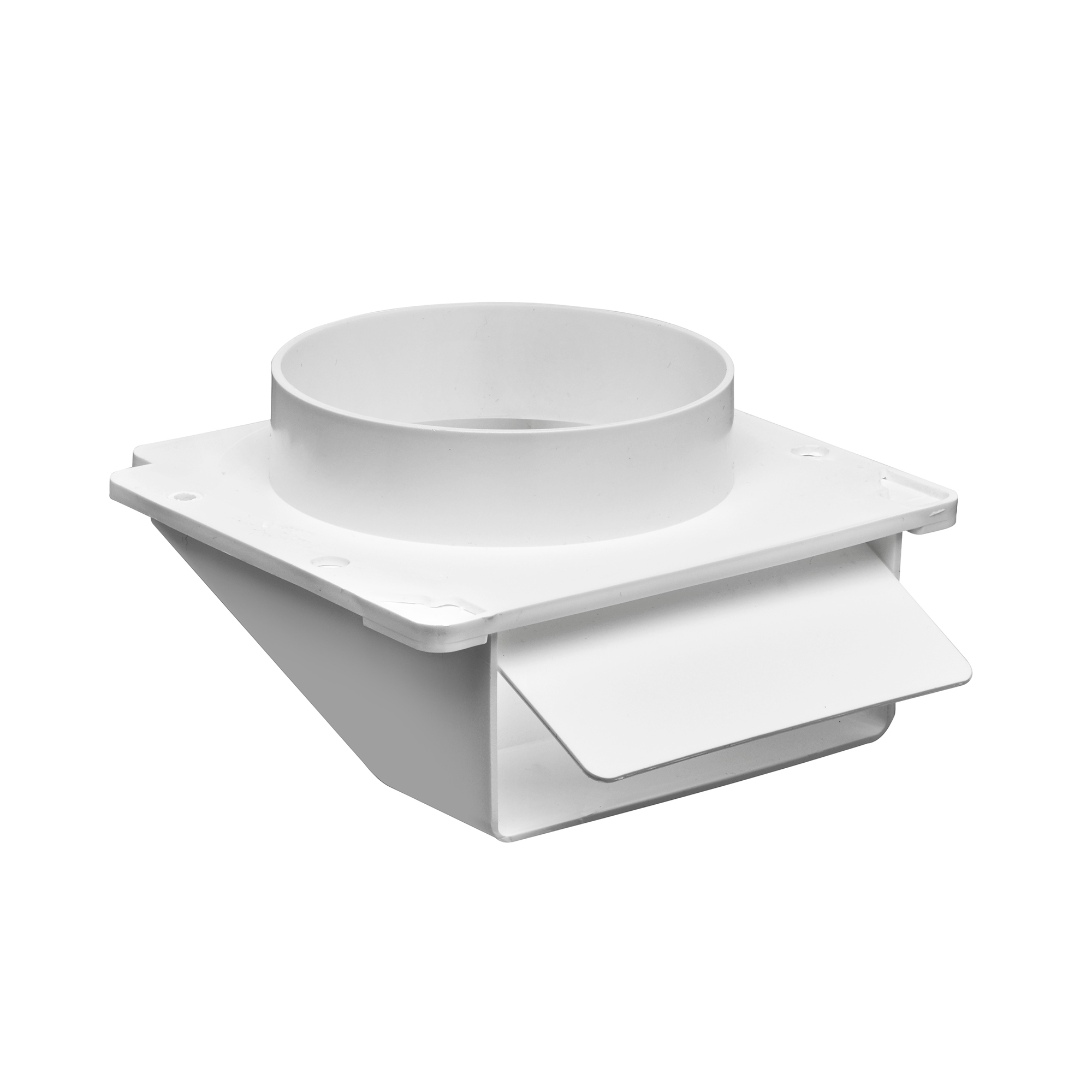 OLD143W-01 White Plastic Wall Exhaust Hood Bath Fan Vent - Spring Controlled Damper - Screen - Open