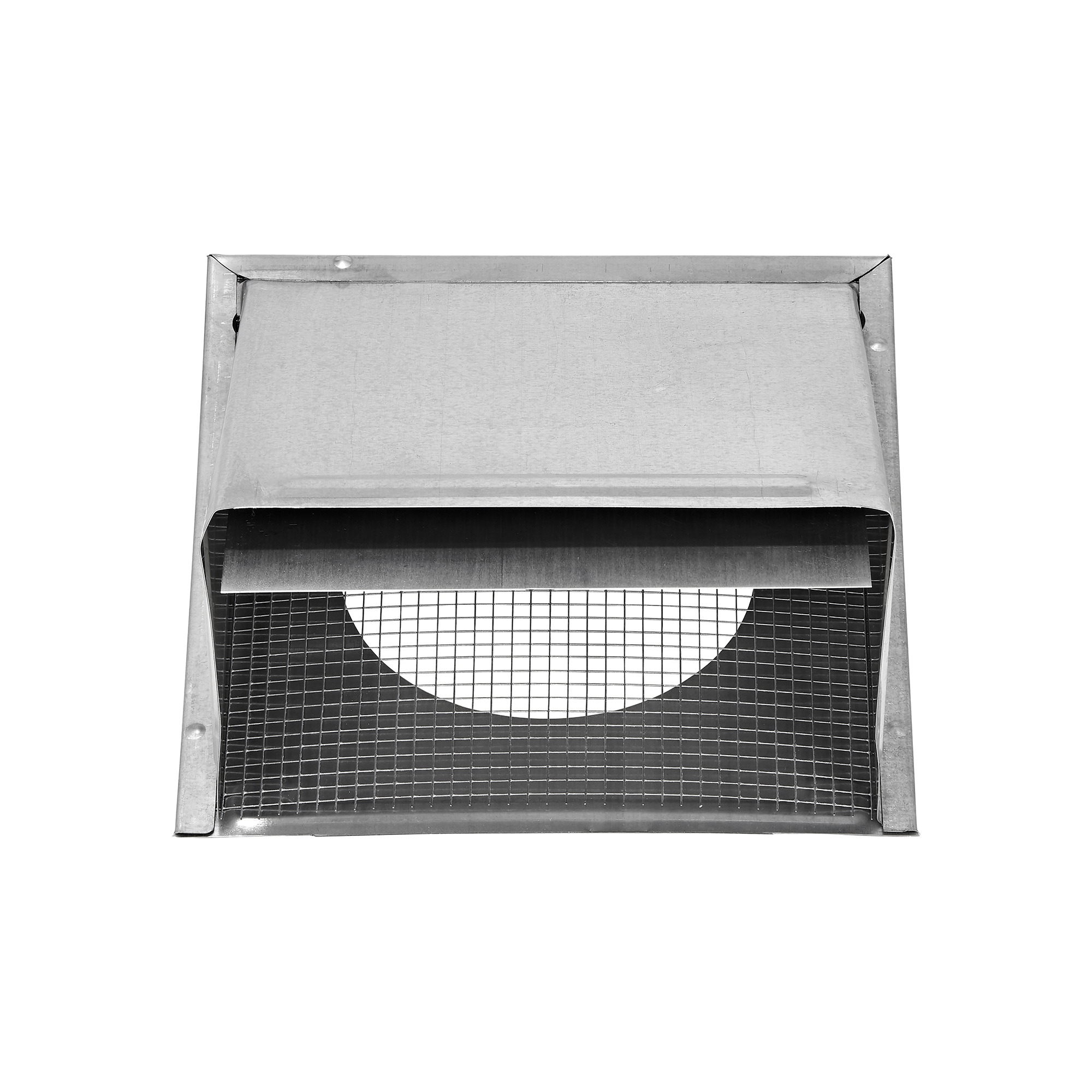 3460GMSNT-03 Galvanized Steel Wall Exhaust Hood Bath Fan Vent - Damper - Wire Mesh Screen - Flush Mount - Front Opened