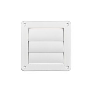 White Plastic Wall Dryer Vent (Louvered) - Flush Mount - Front