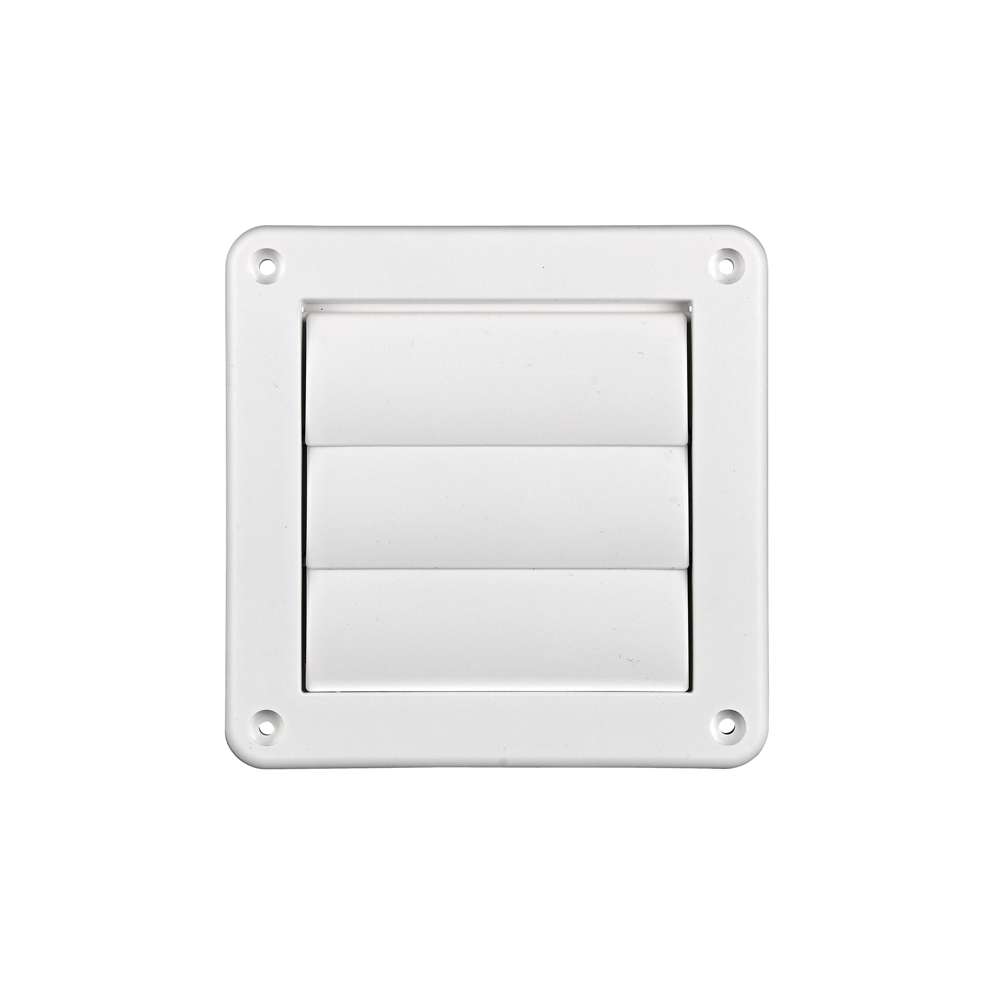 White Plastic Wall Dryer Vent (Louvered) - Flush Mount - Front