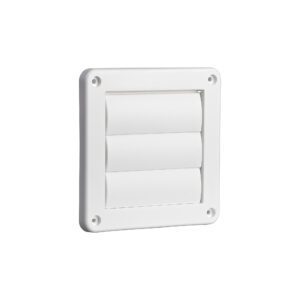 White Plastic Wall Dryer Vent (Louvered) - Flush Mount - Angle