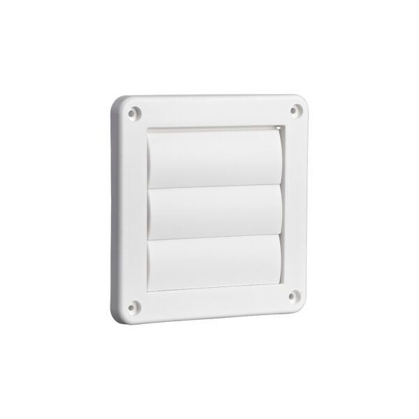 White Plastic Wall Dryer Vent (Louvered) - Flush Mount - Angle