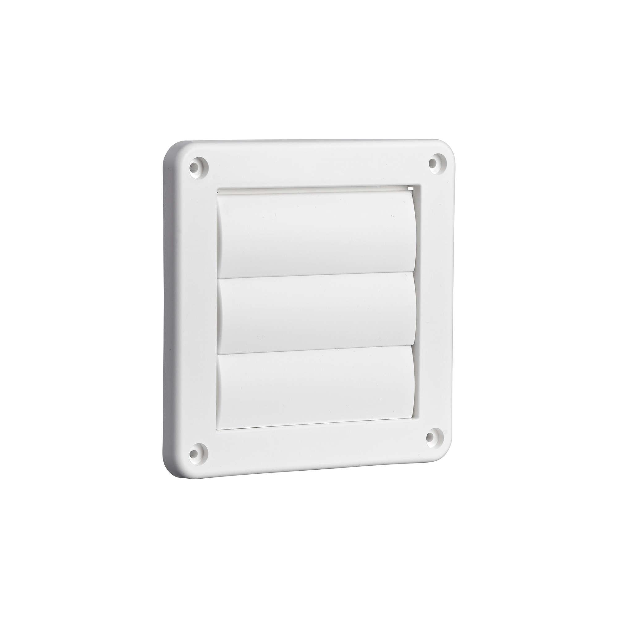 1423W-NC-02 White Plastic Wall Dryer Vent (Louvered) - Flush Mount - Angle