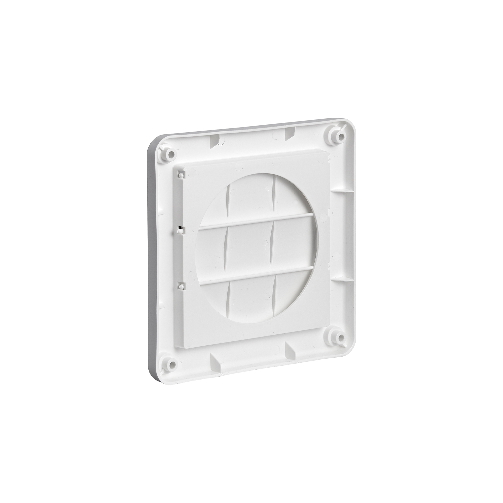1423W-NC-04 White Plastic Wall Dryer Vent (Louvered) - Flush Mount - Back