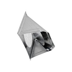 Galvanized Steel Wall Exhaust Bath Fan Vent Hood - Damper - 1/4 inch Wire Mesh Screen - Flush Mount - Opened