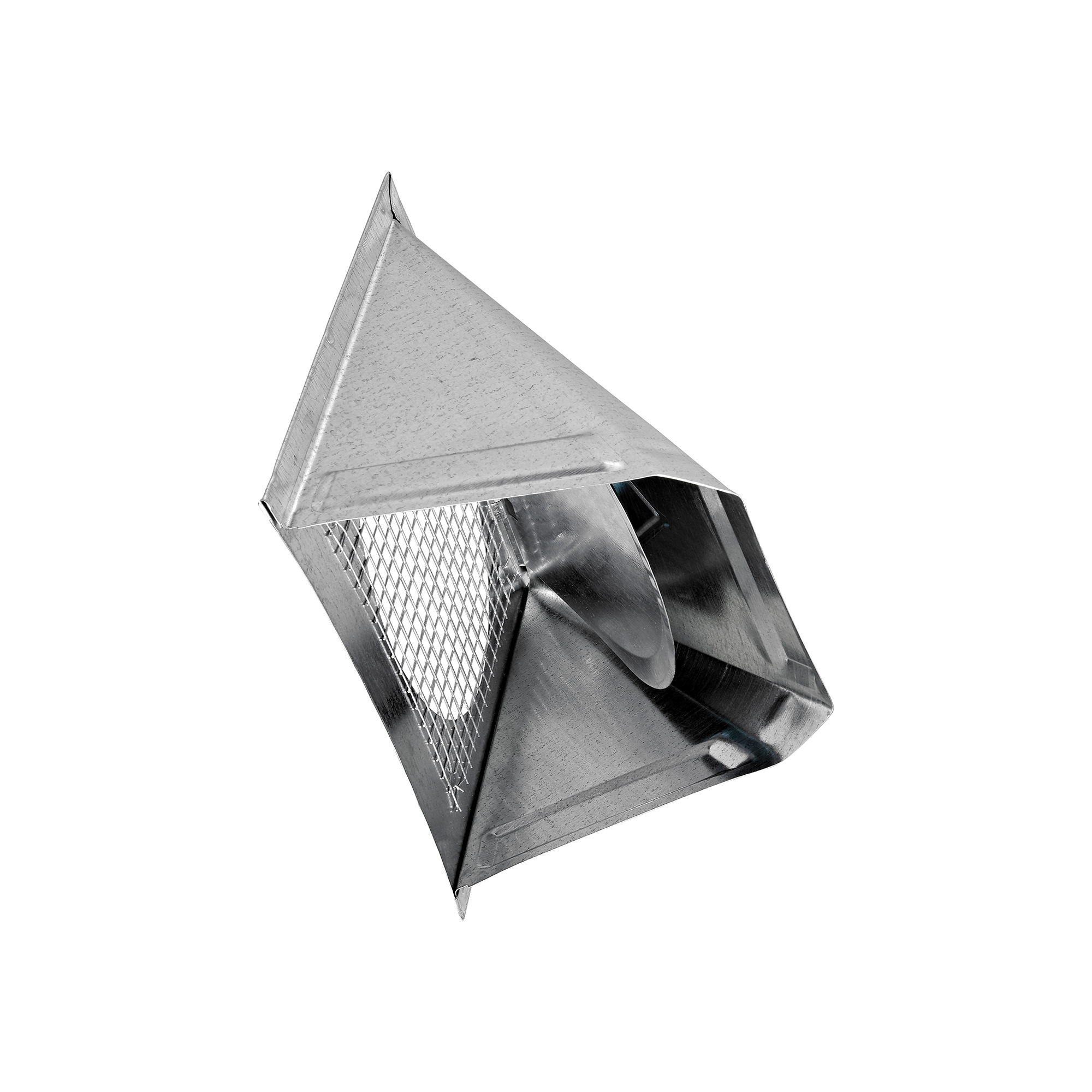 Galvanized Steel Wall Exhaust Bath Fan Vent Hood - Damper - 1/4 inch Wire Mesh Screen - Flush Mount - Opened