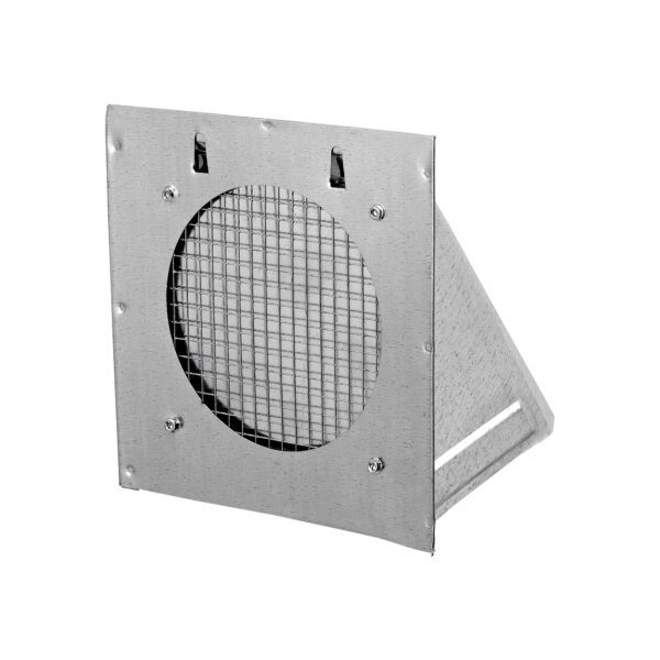 Galvanized Steel Wall Exhaust Bath Fan Vent Hood - Damper - 1/4 inch Wire Mesh Screen - Flush Mount - Back