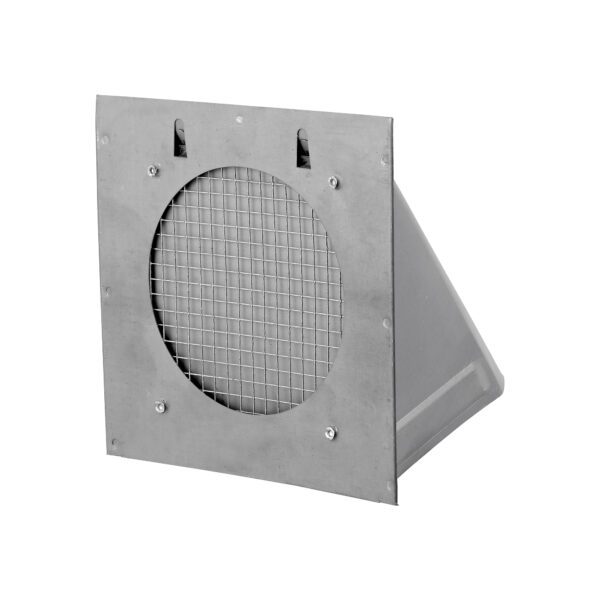 Paint Grade Steel Wall Exhaust Bath Fan Vent Hood - Damper - 1/4 inch Wire Mesh Screen - Flush Mount - Back