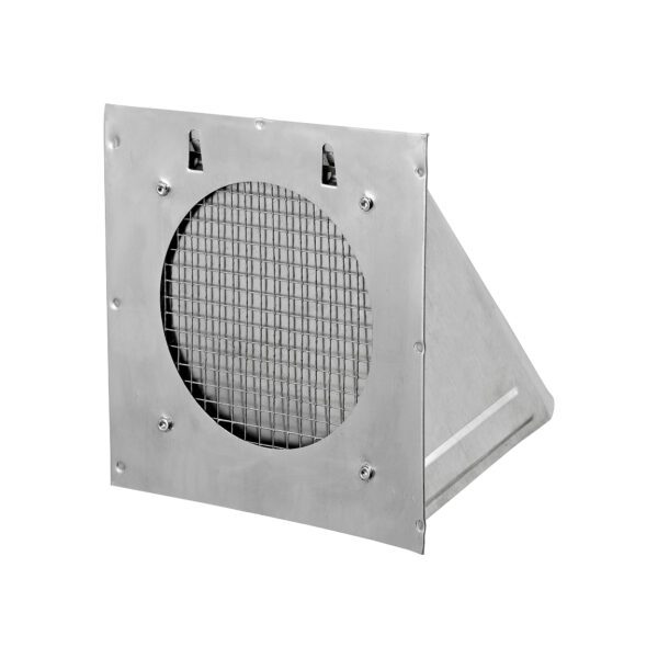 Aluminum Wall Exhaust Bath Fan Vent Hood - Damper - 1/4 inch Wire Mesh Screen - Flush Mount - Back