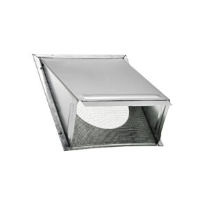Galvanized Steel Wall Exhaust Hood Bath Fan Vent - Spring Damper - 1/8 inch Bug Screen - Flush Mount - Angled Opened