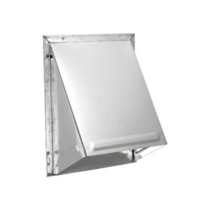 Galvanized Steel Wall Exhaust Hood Bath Fan Vent - Spring Damper - 1/8 inch Bug Screen - Flush Mount - Angled