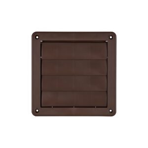 Brown Plastic Wall Exhaust Vent (Louvered) - Flush Mount - Front
