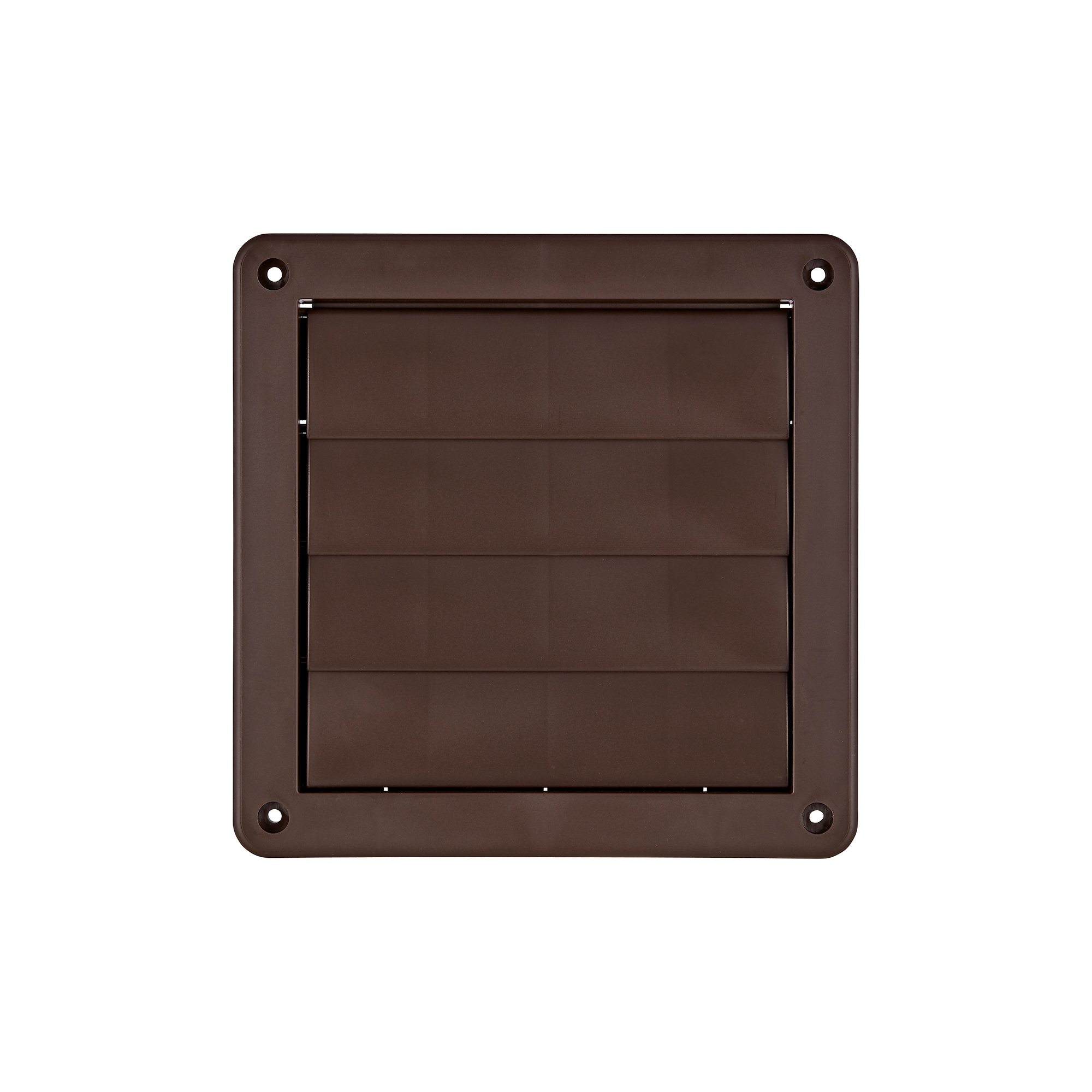 Brown Plastic Wall Exhaust Vent (Louvered) - Flush Mount - Front