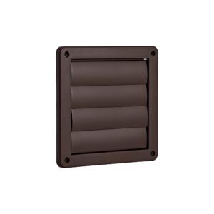 Brown Plastic Wall Exhaust Vent (Louvered) - Flush Mount - Angle