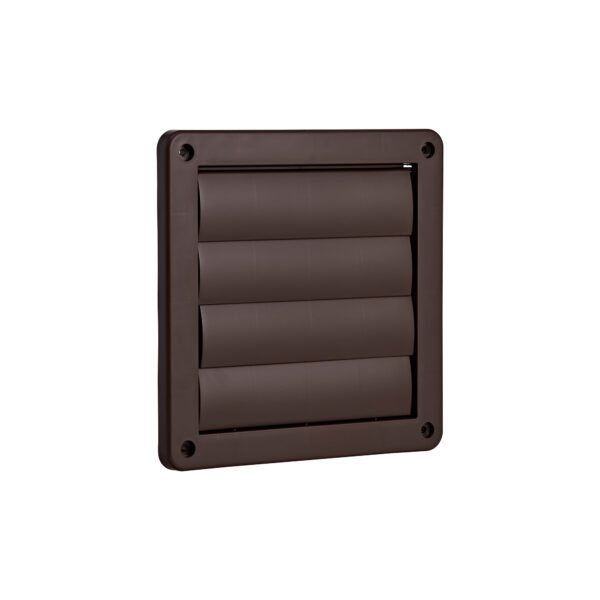 Brown Plastic Wall Exhaust Vent (Louvered) - Flush Mount - Angle