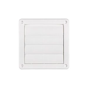 White Plastic Wall Exhaust Vent (Louvered) - Flush Mount - Front