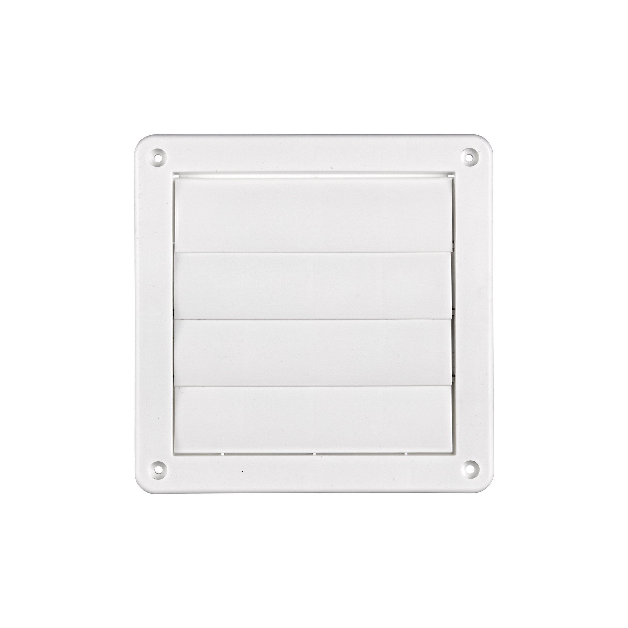 White Plastic Wall Exhaust Vent (Louvered) - Flush Mount - Front