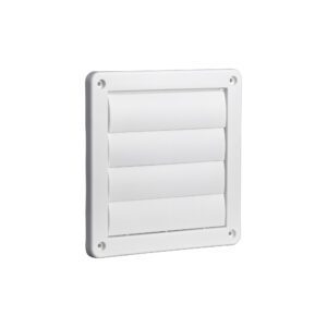 White Plastic Wall Exhaust Vent (Louvered) - Flush Mount - Angle