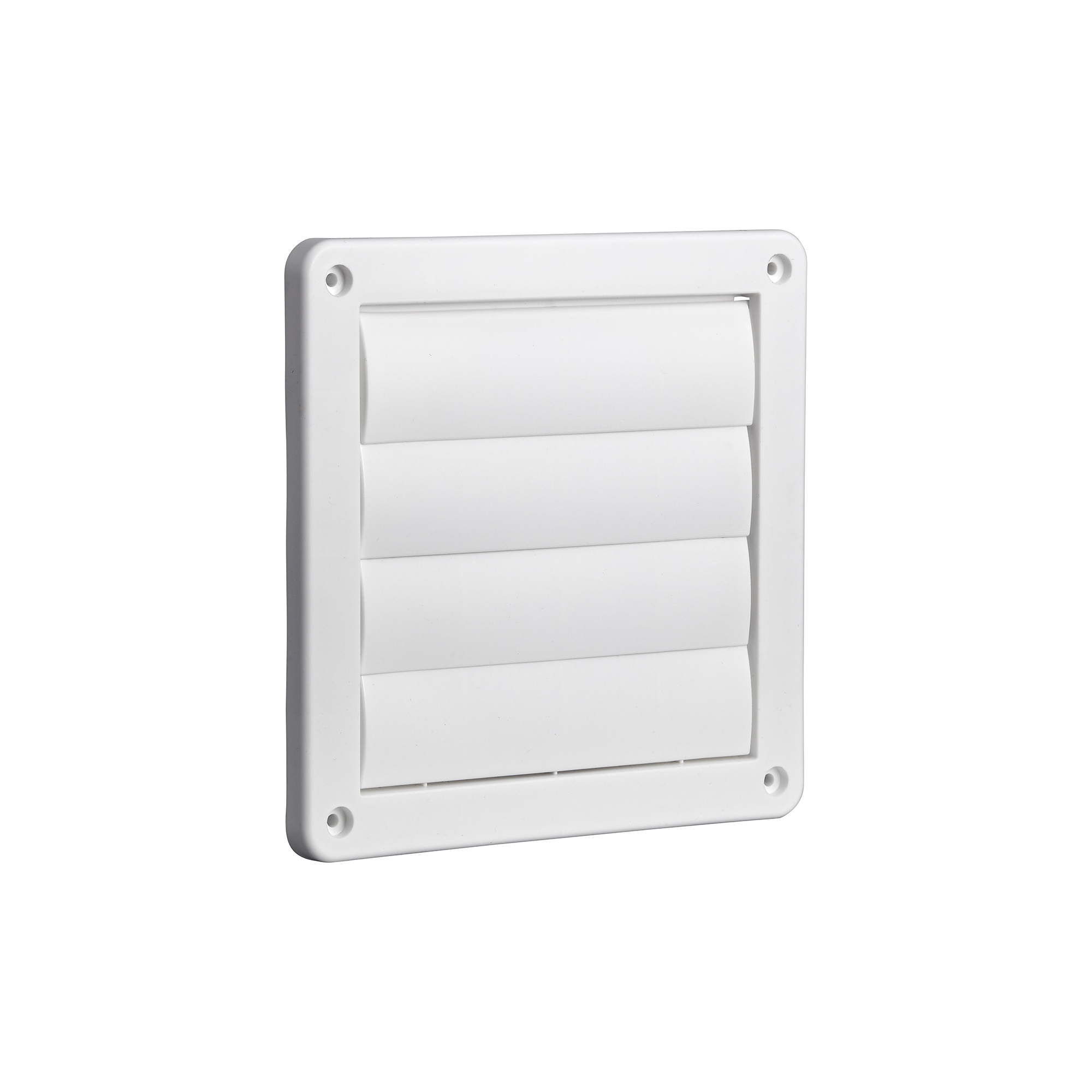 361W-NC-02 White Plastic Wall Exhaust Vent (Louvered) - Flush Mount - Angle