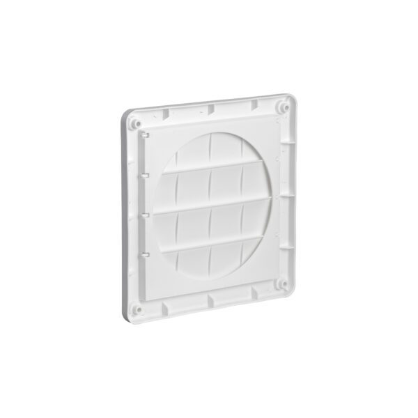 White Plastic Wall Exhaust Vent (Louvered) - Flush Mount - Back