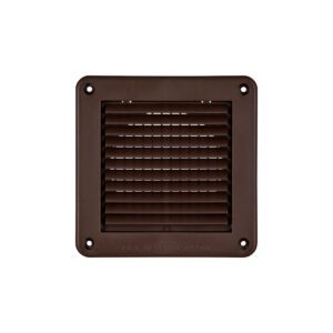 Brown Plastic Fresh Air Intake Vent (Mini Louver) - Removable Screen - Flush Mount - Front
