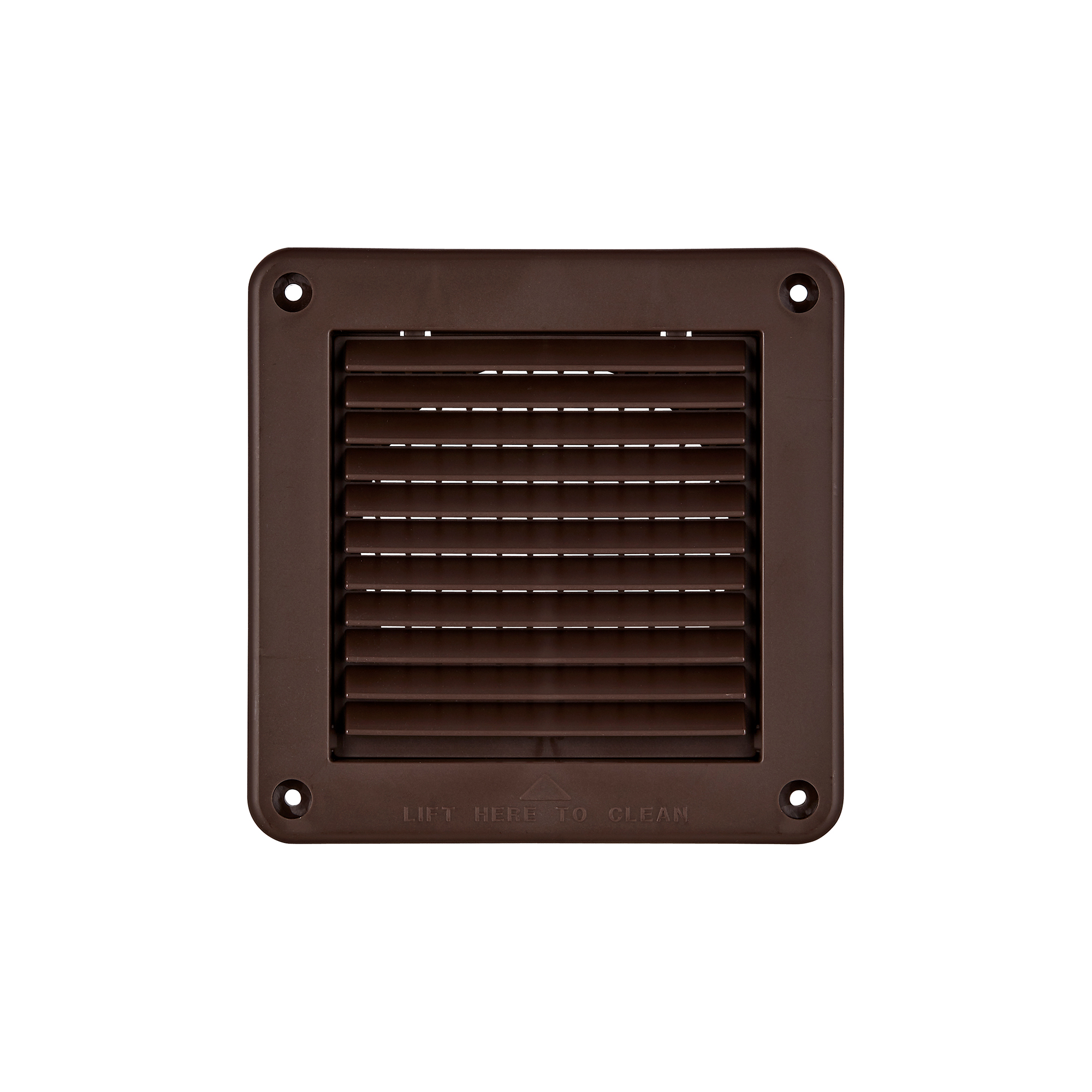 Brown Plastic Fresh Air Intake Vent (Mini Louver) - Removable Screen - Flush Mount - Front