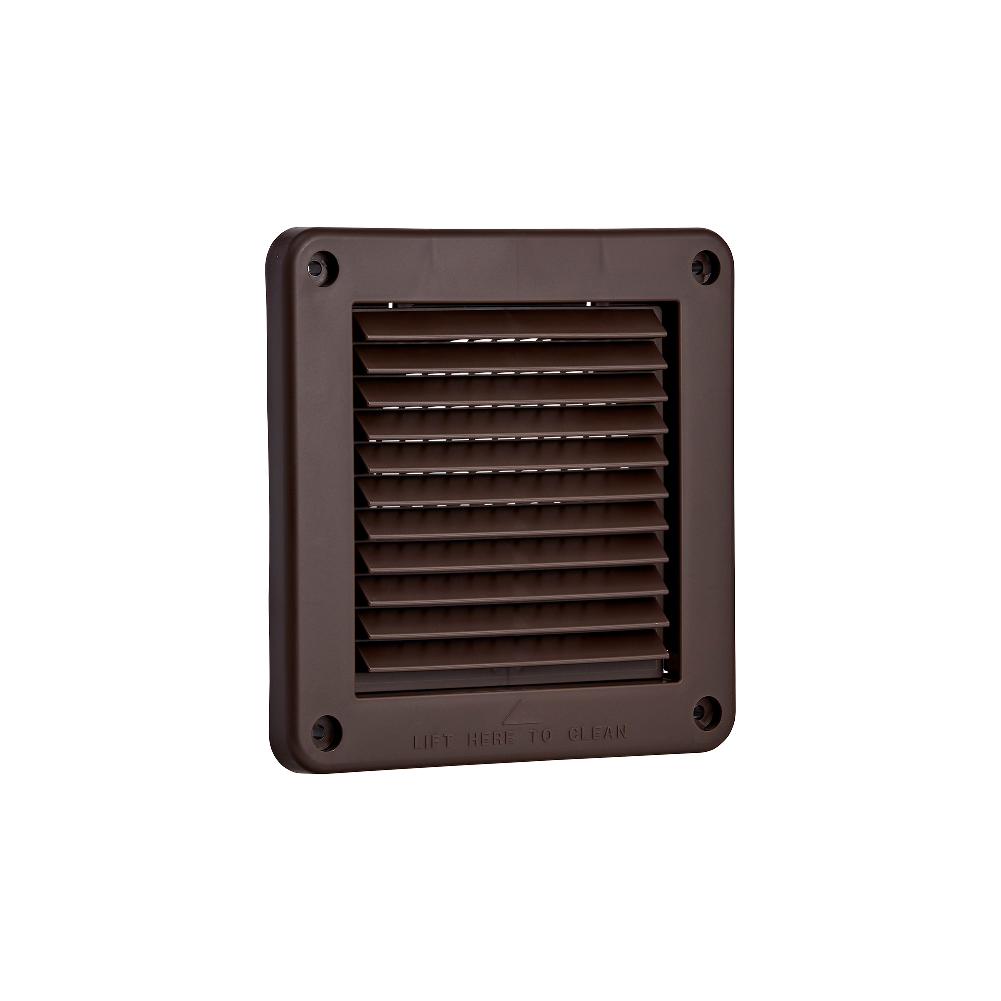 604B-ML-NC-02 Brown Plastic Fresh Air Intake Vent (Mini Louver) - Removable Screen - Flush Mount - Angle