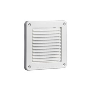 White Plastic Fresh Air Intake Vent (Mini Louver) - Removable Screen - Flush Mount - Angle