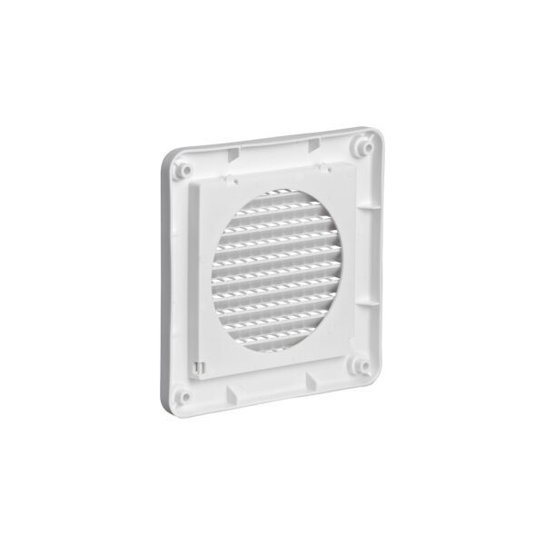 White Plastic Fresh Air Intake Vent (Mini Louver) - Removable Screen - Flush Mount - Back