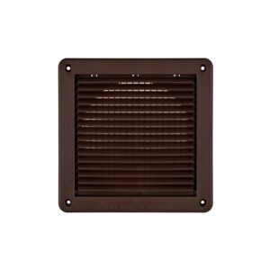 Brown Plastic Fresh Air Intake Vent (Mini Louver) - Removable Screen - Flush Mount - Front