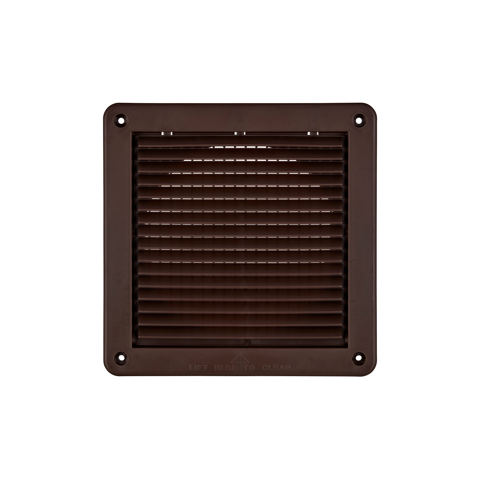 Brown Plastic Fresh Air Intake Vent (Mini Louver) - Removable Screen - Flush Mount - Front