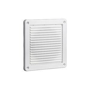 White Plastic Fresh Air Intake Vent (Mini Louver) - Removable Screen - Flush Mount - Angle