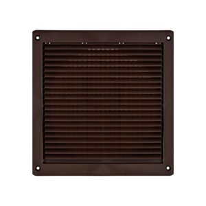 Brown Plastic Fresh Air Intake Vent (Mini Louver) - Removable Screen - Flush Mount - Front