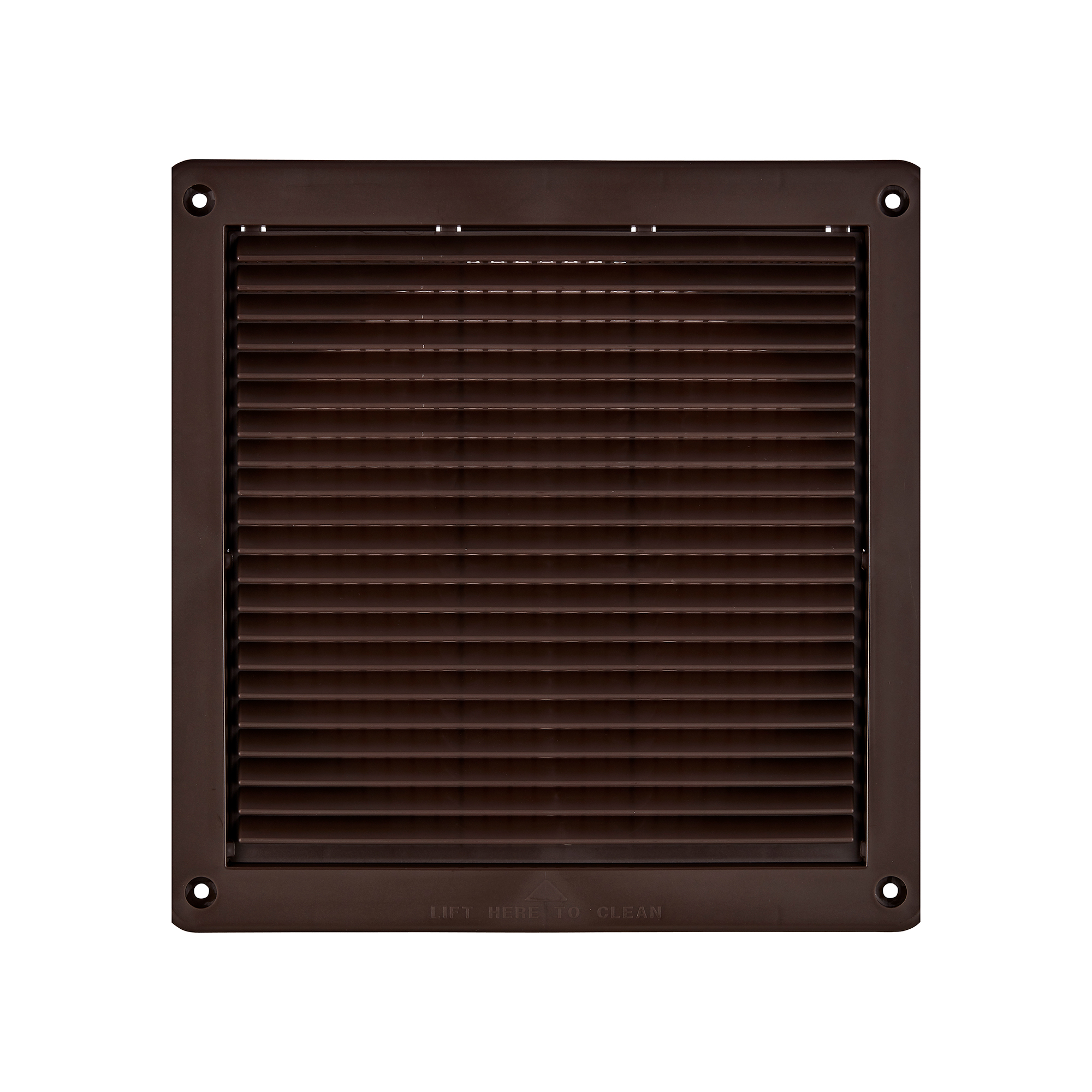 Brown Plastic Fresh Air Intake Vent (Mini Louver) - Removable Screen - Flush Mount - Front