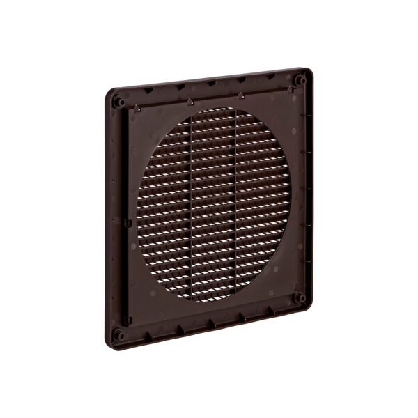 Brown Plastic Fresh Air Intake Vent (Mini Louver) - Removable Screen - Flush Mount - Back