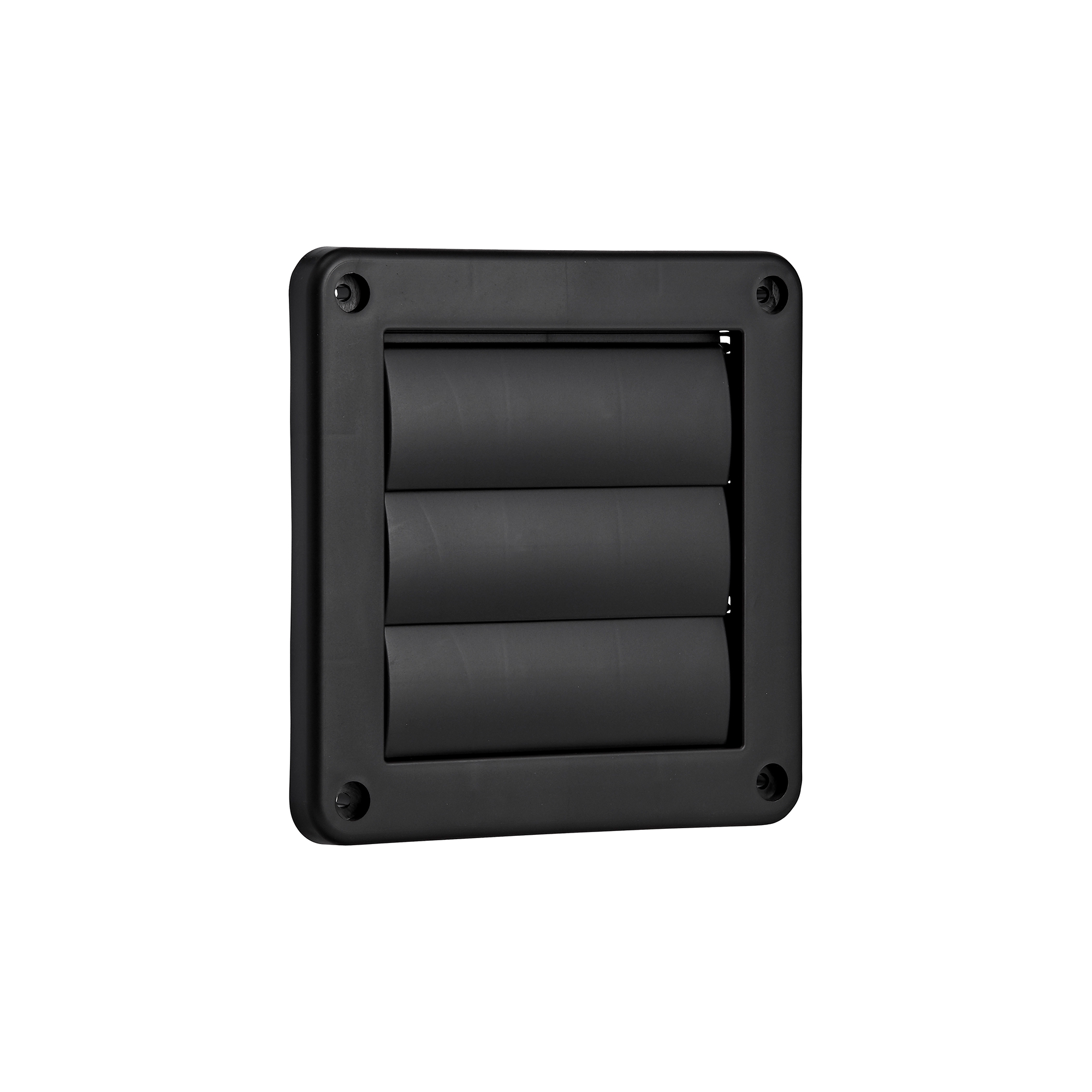 1423BL-NC-02 Black Plastic Wall Dryer Vent (Louvered) - Flush Mount - Angle