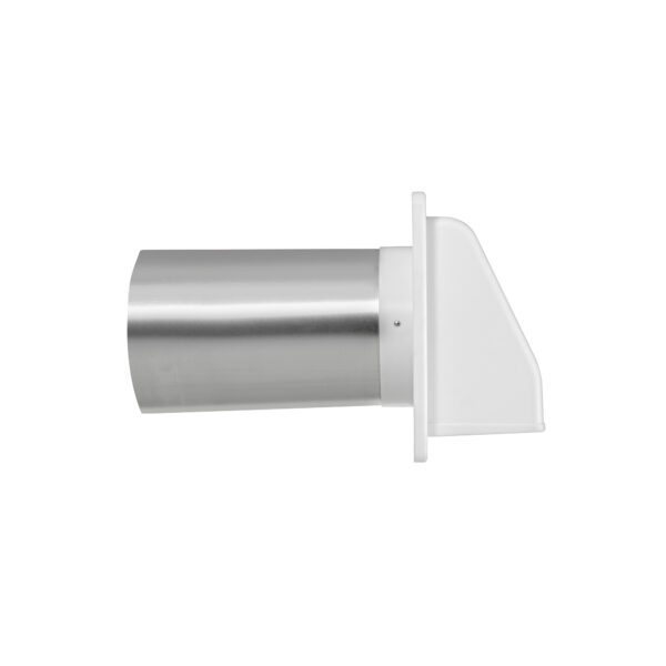 White Plastic Wall Exhaust Hood Bath Fan Vent - Spring Controlled Damper - Screen - 11 inch Pipe - Side