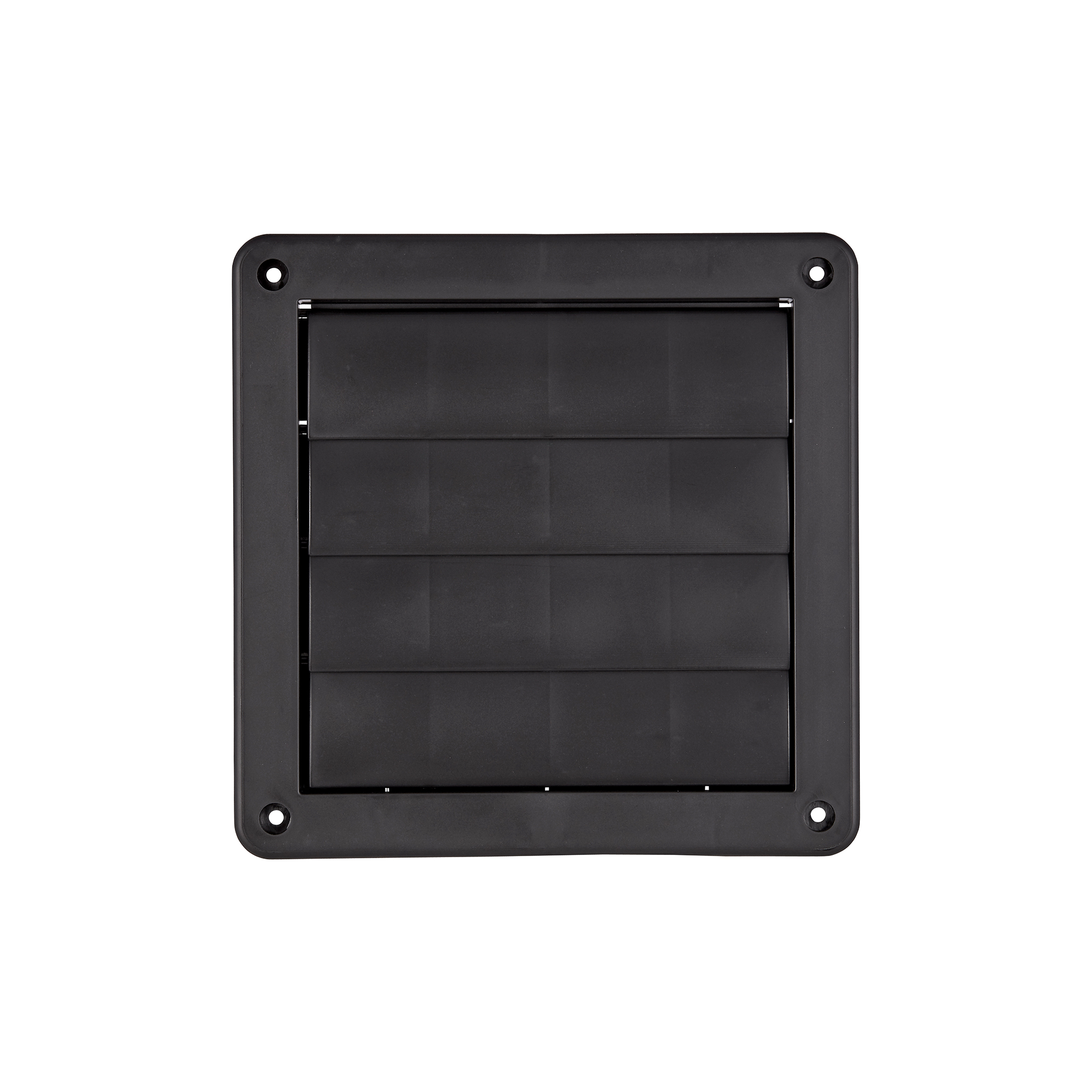 Black Plastic Wall Exhaust Vent (Louvered) - Flush Mount - Front