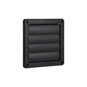 Black Plastic Wall Exhaust Vent (Louvered) - Flush Mount - Angle