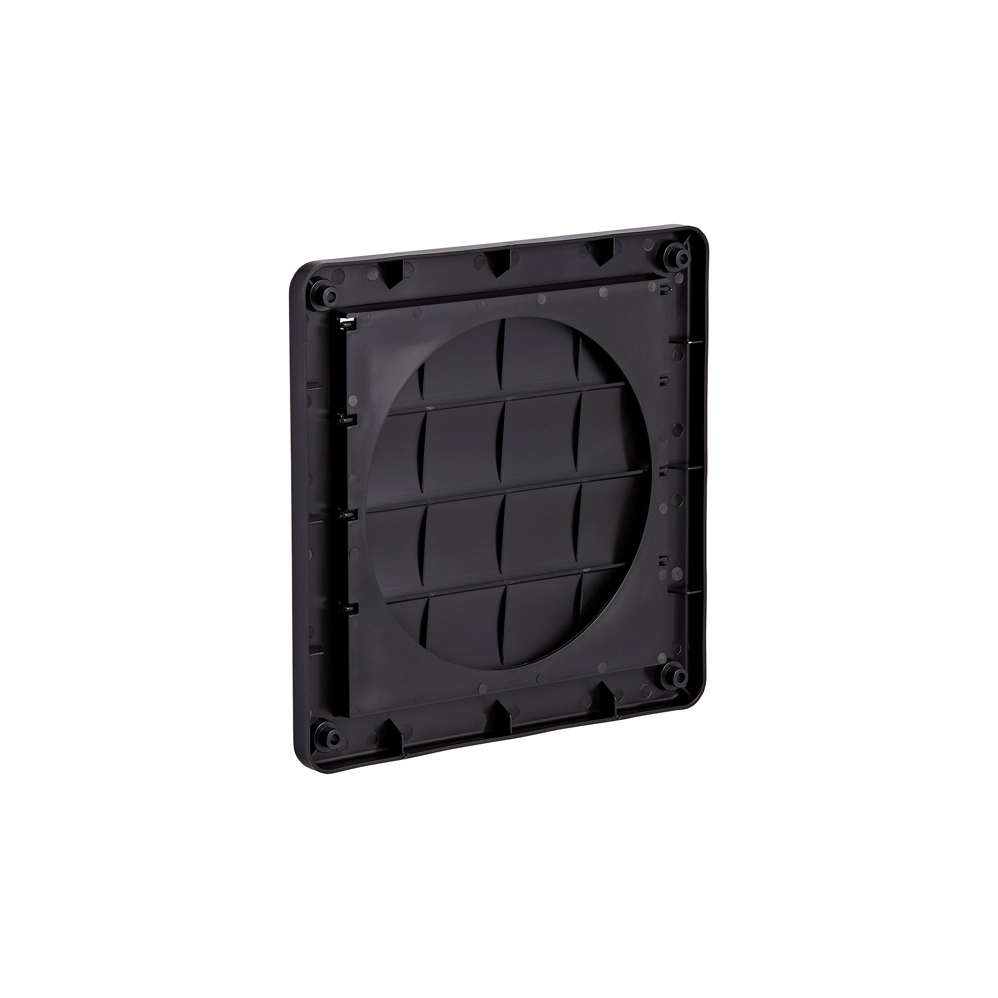 361BL-NC-04 Black Plastic Wall Exhaust Vent (Louvered) - Flush Mount - Back