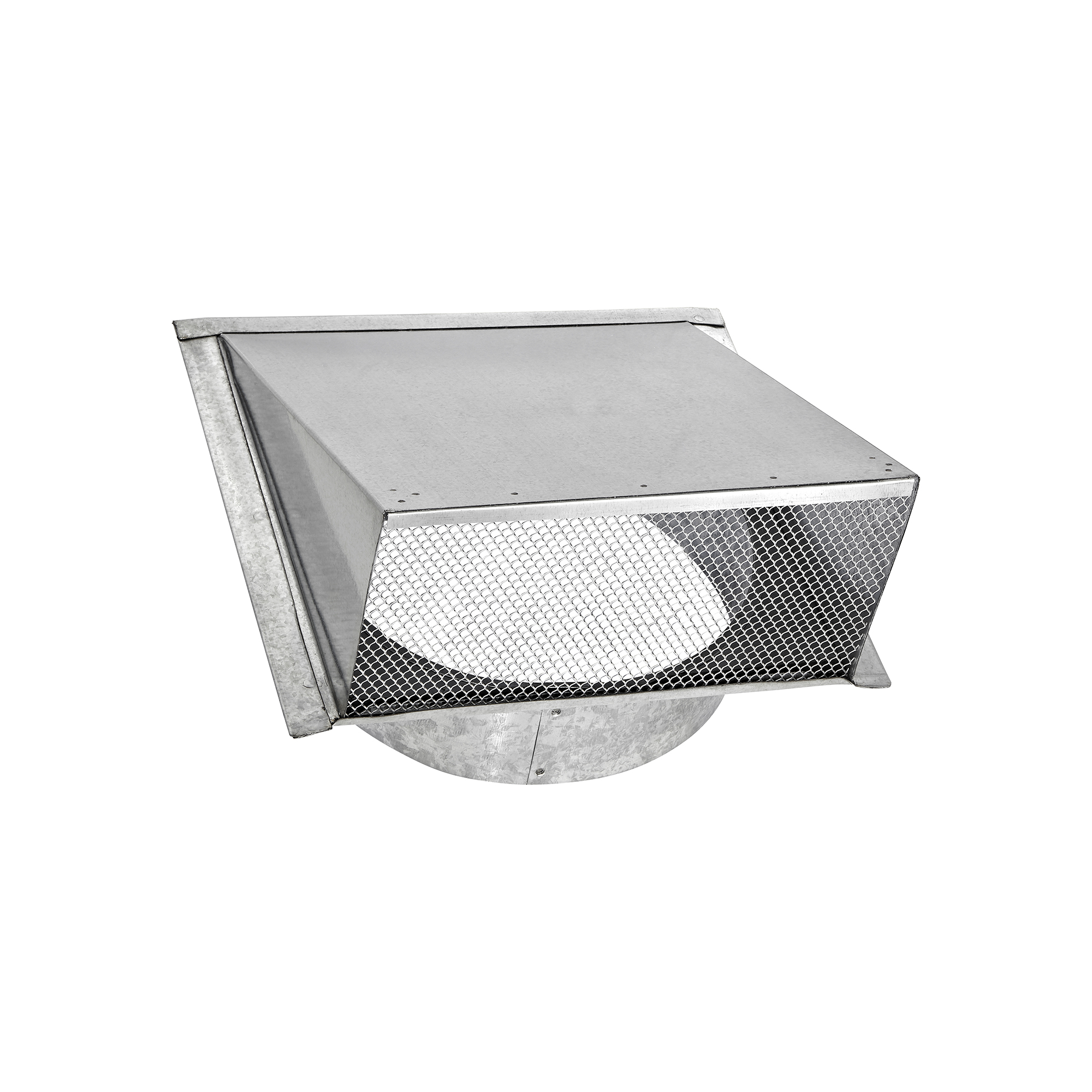 Galvanized Steel Wall Exhaust Hood Exhaust Vent - Spring Damper - Screen - 3 inch Pipe - Opened