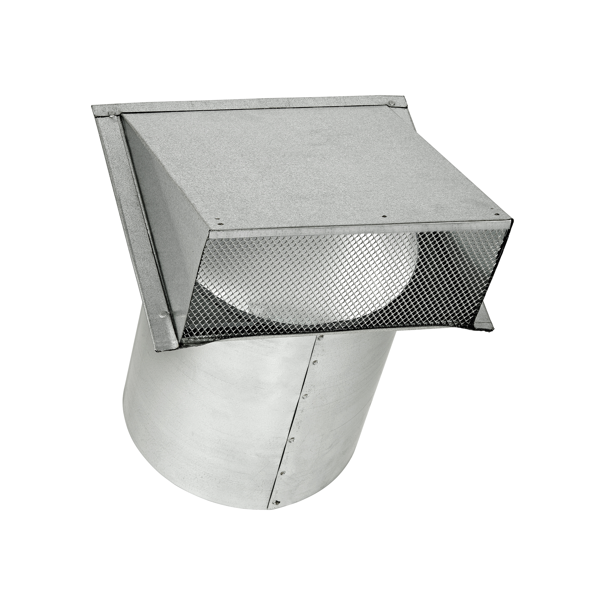587GS-11-02 Galvanized Steel Wall Exhaust Hood Exhaust Vent - Spring Damper - Screen - 11 inch Pipe - Opened