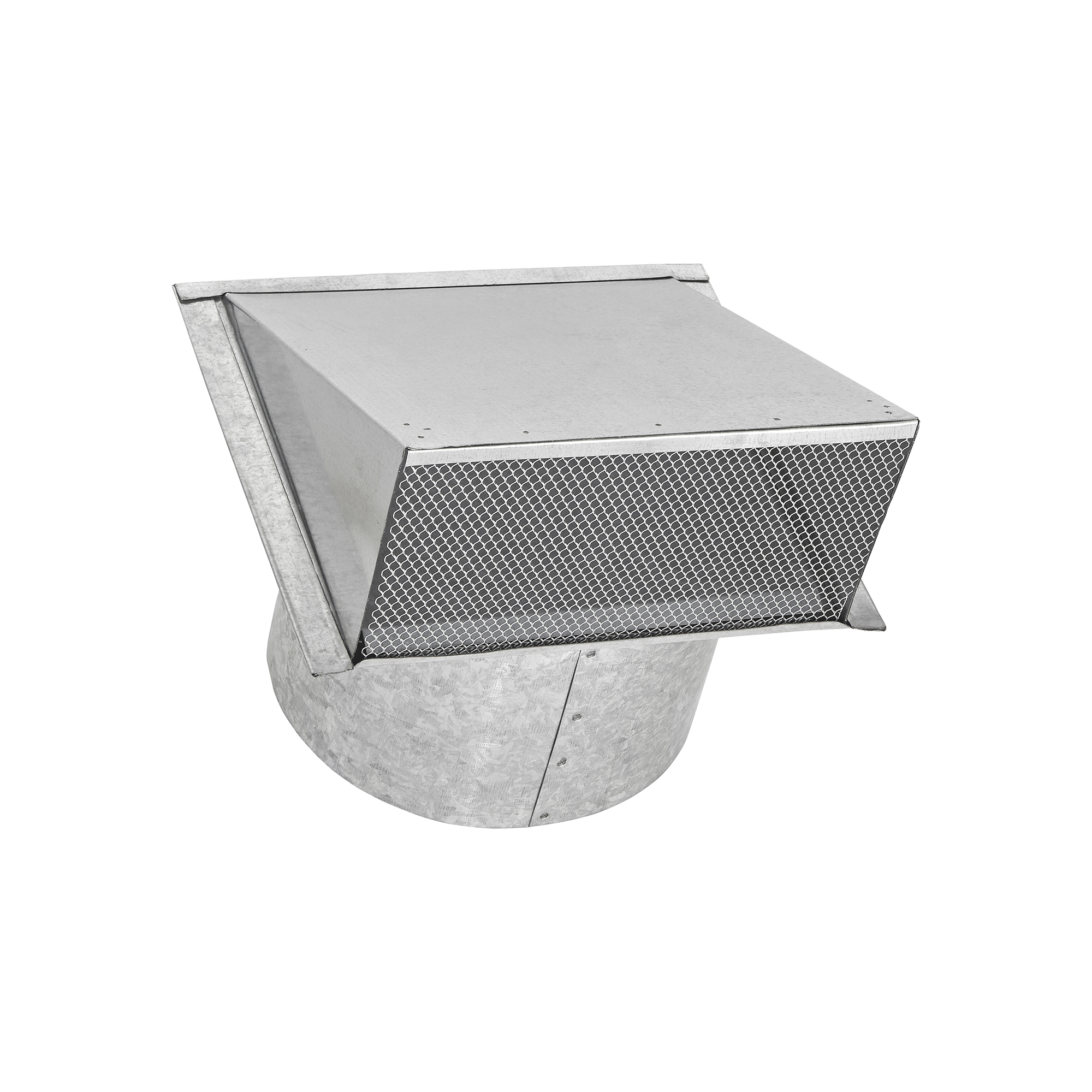 Galvanized Steel Wall Exhaust Hood Exhaust Vent - Spring Damper - Screen - 6 inch Pipe - Closed