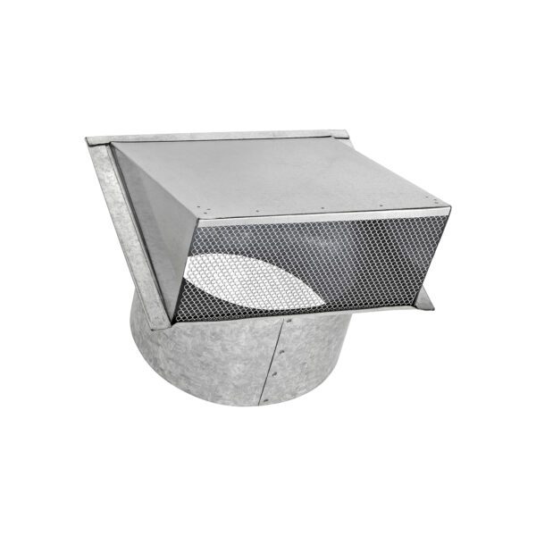 Galvanized Steel Wall Exhaust Hood Exhaust Vent - Spring Damper - Screen - 6 inch Pipe - Opened