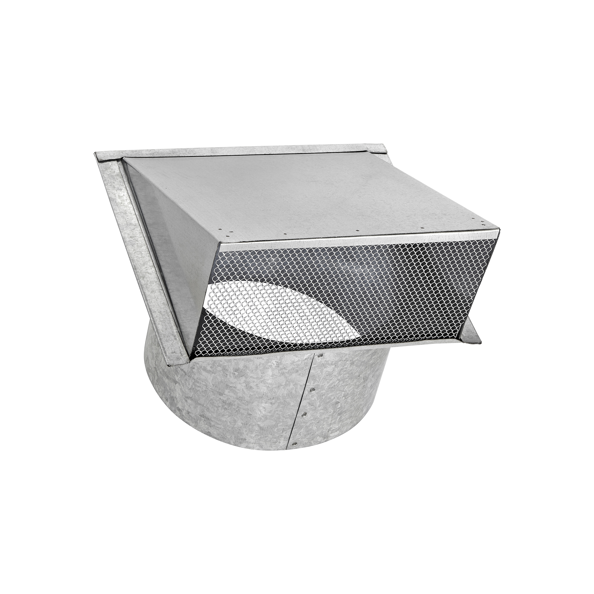 587GS-6-02 Galvanized Steel Wall Exhaust Hood Exhaust Vent - Spring Damper - Screen - 6 inch Pipe - Opened